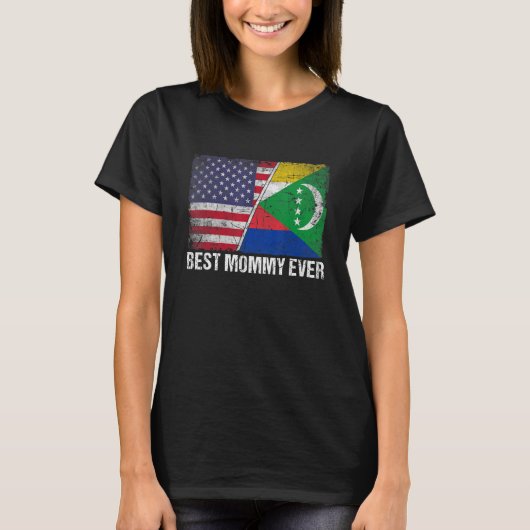 Retro Us Comoren Vlag Beste mama ooit Moederdag T-shirt (Voorkant)