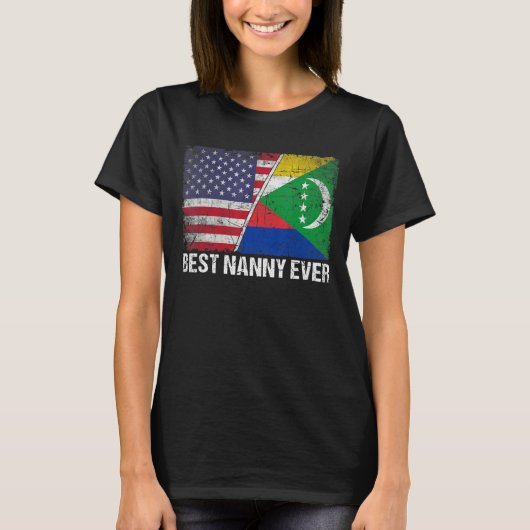 Retro US Comoren Vlag Beste Nanny Ever Moederdag T-shirt (Voorkant)