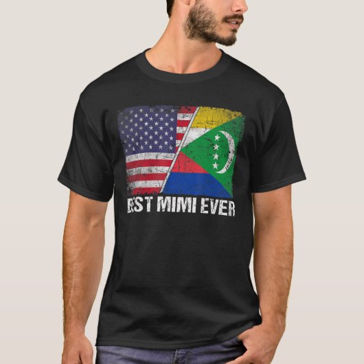 Retro Us Comoros Flag Best Mimi Ever Moederdag T-shirt (Voorkant)