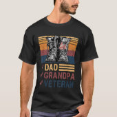 Retro US Flag Combat Boots Papa Opa Veteraan Mem T-shirt (Voorkant)