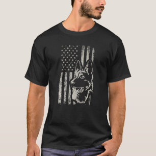 Retro Us Flag German Shepherd Dog Mam 4 juli T-shirt