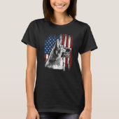 Retro Us Flag German Shepherd Dog Mam 4 juli T-shirt (Voorkant)