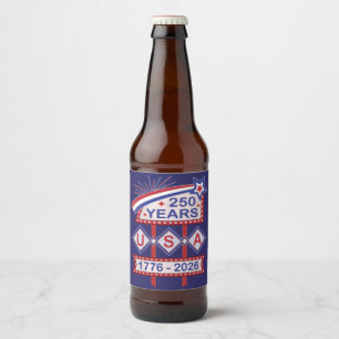 Retro USA 250e verjaardag Marquee Bord 1776-2026 Bier Etiket