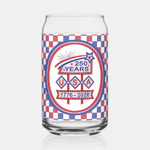 Retro USA 250e verjaardag Marquee Bord 1776-2026 Blikvorm Glas