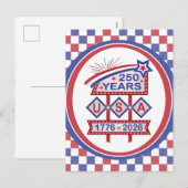 Retro USA 250e verjaardag Marquee Bord 1776-2026 Feestdagenkaart (Voorkant / Achterkant)