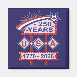Retro USA 250e verjaardag Marquee Bord 1776-2026 Magneet