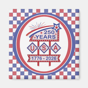 Retro USA 250e verjaardag Marquee Bord 1776-2026 Magneet
