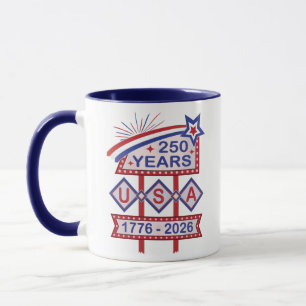 Retro USA 250e verjaardag Marquee Bord 1776-2026 Mok