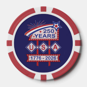 Retro USA 250e verjaardag Marquee Bord 1776-2026 Poker Chips