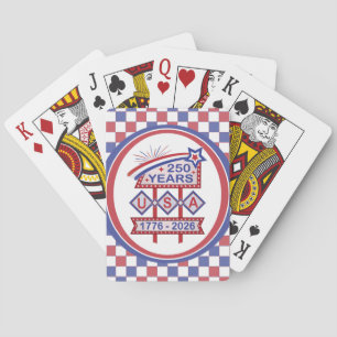 Retro USA 250e verjaardag Marquee Bord 1776-2026 Pokerkaarten