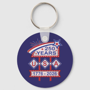Retro USA 250e verjaardag Marquee Bord 1776-2026 Sleutelhanger