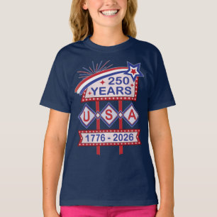 Retro USA 250e verjaardag Marquee Bord 1776-2026 T-shirt
