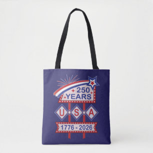 Retro USA 250e verjaardag Marquee Bord 1776-2026 Tote Bag
