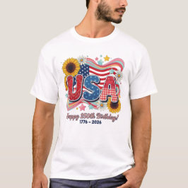 Retro USA 250e verjaardag Zonnebloem Grafisch T-shirt