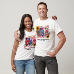 Retro USA 250e verjaardag Zonnebloem Grafisch T-shirt