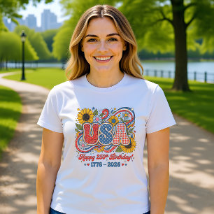Retro USA 250e verjaardag Zonnebloem Grafisch T-shirt