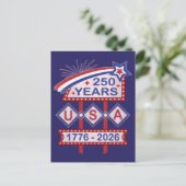 Retro USA 250ste Jubileum Marquee Sign 1776-2026 Feestdagenkaart (Staand voorkant)