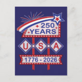 Retro USA 250ste Jubileum Marquee Sign 1776-2026 Feestdagenkaart (Voorkant)