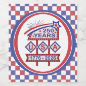 Retro USA 250ste Jubileum Marquee Sign 1776-2026 Wijn Etiket (Enkel label)
