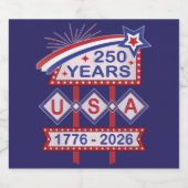 Retro USA 250th Anniversary Marquee Sign 1776-2026 Bier Etiket (Enkel label)