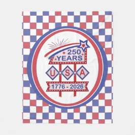 Retro USA 250th Anniversary Marquee Sign 1776-2026 Fleece Deken