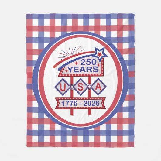 Retro USA 250th Anniversary Marquee Sign 1776-2026 Fleece Deken (Voorkant)