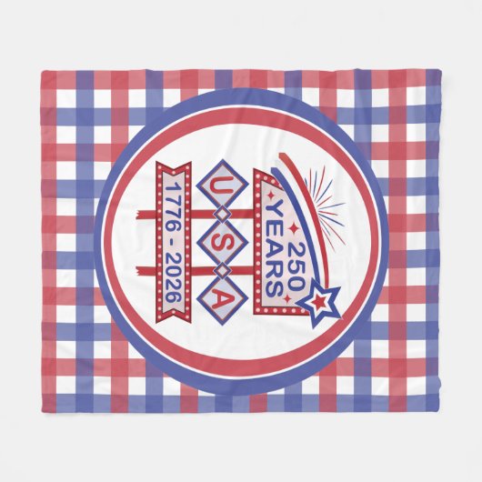 Retro USA 250th Anniversary Marquee Sign 1776-2026 Fleece Deken (Voorkant (Horizontaal))