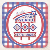 Retro USA 250th Anniversary Marquee Sign 1776-2026 Kartonnen Onderzetters (Voorkant)