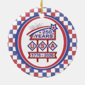 Retro USA 250th Anniversary Marquee Sign 1776-2026 Keramisch Ornament (Achterkant)