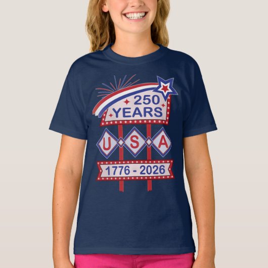Retro USA 250th Anniversary Marquee Sign 1776-2026 T-shirt (Voorkant)