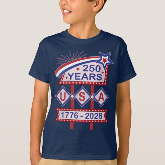 Retro USA 250th Anniversary Marquee Sign 1776-2026 T-shirt (Voorkant)