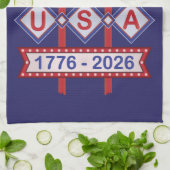 Retro USA 250th Anniversary Marquee Sign 1776-2026 Theedoek (Gevouwen)