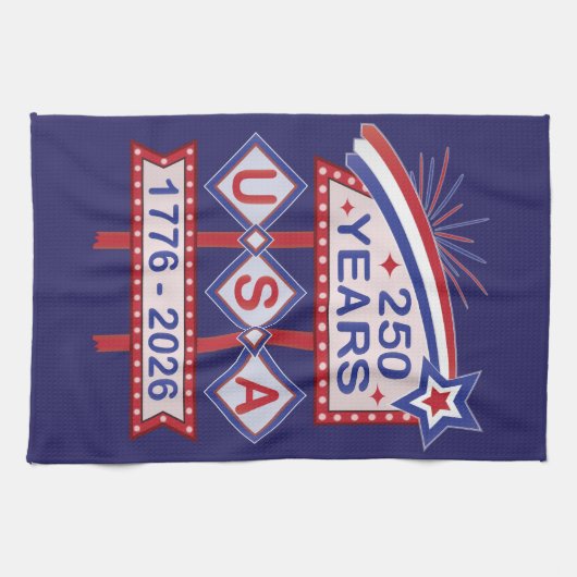 Retro USA 250th Anniversary Marquee Sign 1776-2026 Theedoek (Horizontaal)