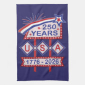 Retro USA 250th Anniversary Marquee Sign 1776-2026 Theedoek (Verticaal)