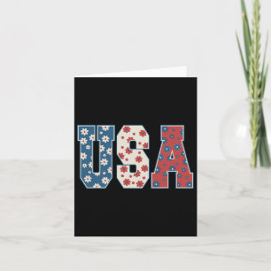 Retro USA 4 juli Patriottische Daisy Flow Kaart