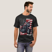 Retro USA American Flag Motorcycle Veteran Biker T-shirt (Voorkant volledig)