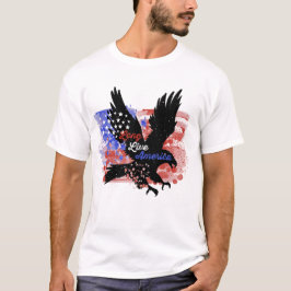 Retro USA Eagle Waterverf Lang leve Amerika T-shir T-shirt