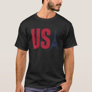 Retro USA Eiffeltoren Souvenir 2024 Frankrijk Pari T-shirt