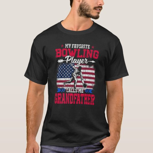 Retro Usa Flag Bowling Player noemt me Grootvader T-shirt (Voorkant)