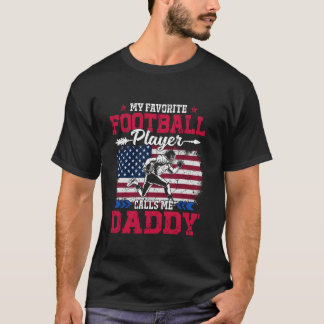 Retro USA Flag Football Speler noemt me papa 4e T-shirt