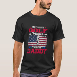 Retro USA Flag Golf Player roept me papa 4 juli T-shirt