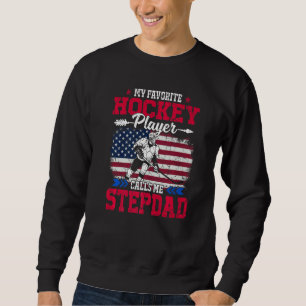 Retro Usa Flag Hockey Speler Noemt Me Stiefvader 4 Trui