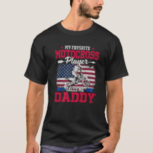 Retro USA Flag Motorcross Speler noemt me papa 4e T-shirt