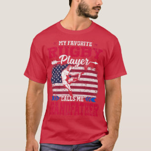 Retro USA Flag Rugby Player noemt me Grootvader 4 T-shirt
