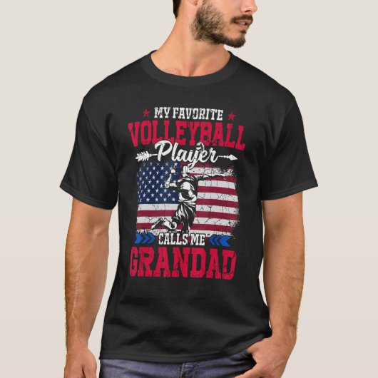 Retro USA Flag Volleybalspeler noemt me opa T-shirt (Voorkant)