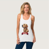 Retro USA Golden Retriever Graveer Shirt (Volledige Voorkant)