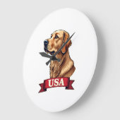 Retro USA Golden Retriever Graveer Shirt Grote Klok (Hoek)