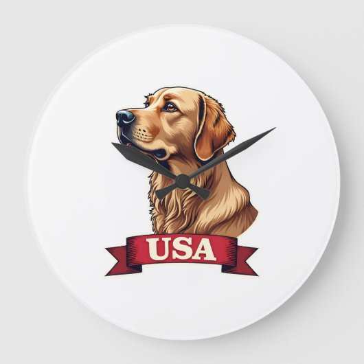 Retro USA Golden Retriever Graveer Shirt Grote Klok (Voorkant)