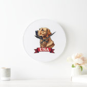 Retro USA Golden Retriever Graveer Shirt Grote Klok (Huis)