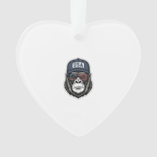 Retro USA Gorilla Zonnebril Patriottisch T-shirt D Ornament